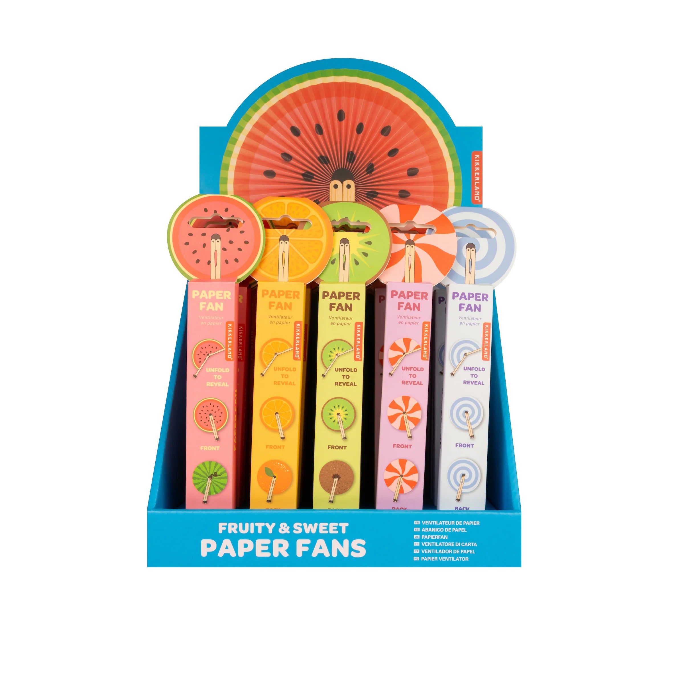 Kikkerland Fruity & Sweet Paper Fans – Assorted Colors - Each Sold Seperately