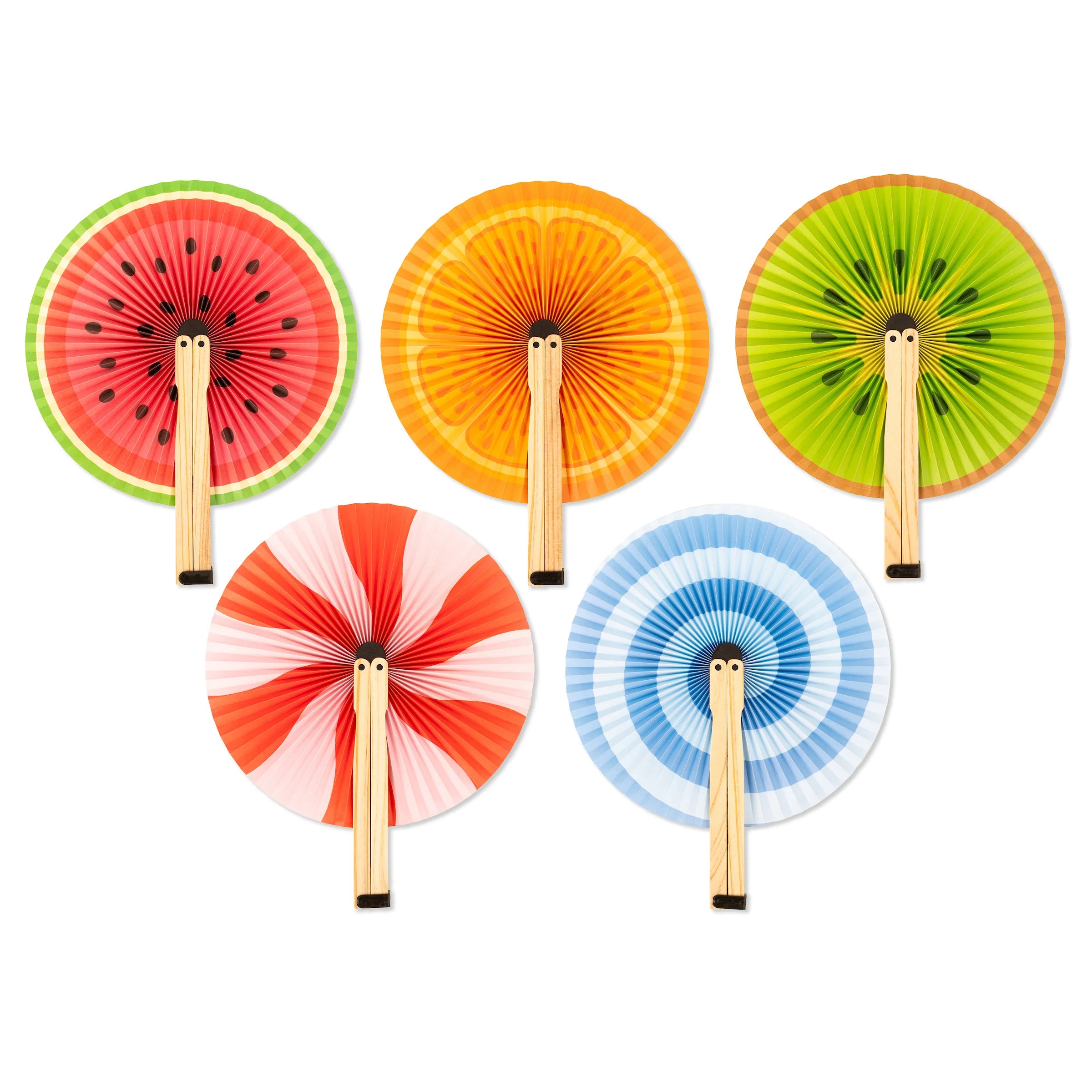 Kikkerland Fruity & Sweet Paper Fans – Assorted Colors - Each Sold Seperately