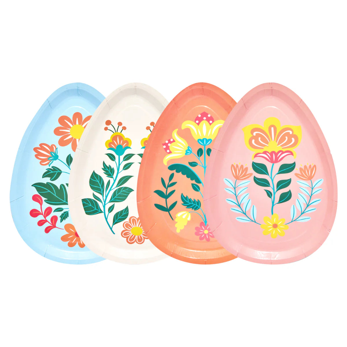 Sophistiplate Folklore Die-Cut Egg – Salad & Dessert Plates – 8pk – 4 Assorted Colors