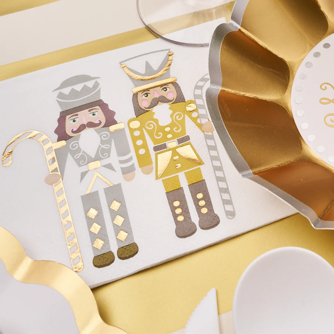 Sophistiplate Gilded Nutcracker Christmas Cocktail Napkins – 20pk