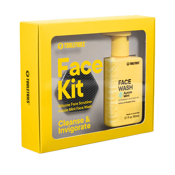 Tooletries The Face Kit – Aussie Mint – 5oz. Face Wash With Silicone Scrubber