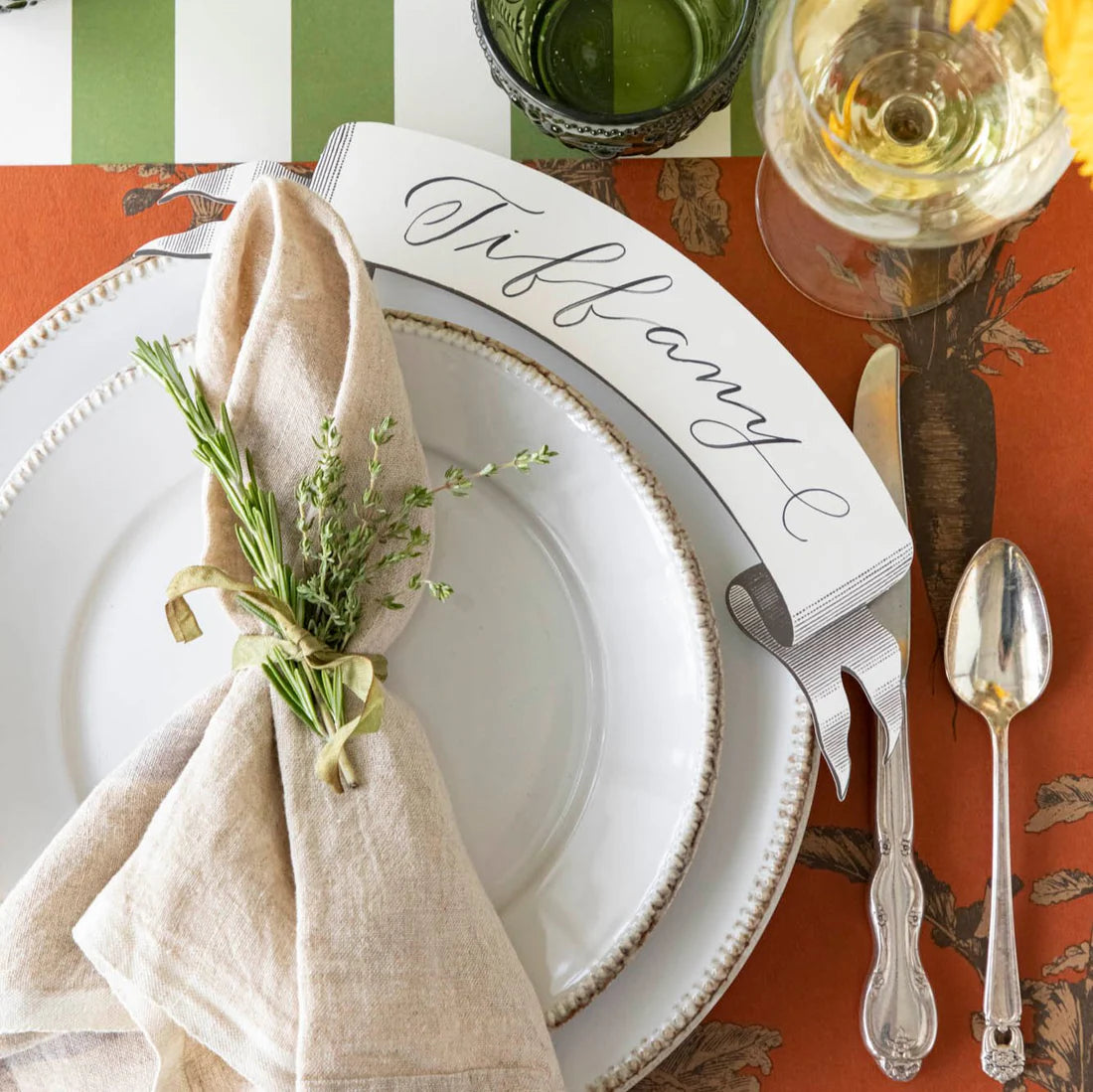 Hester & Cook Paper Placemats - Black Banner Table Accent – Set of 12