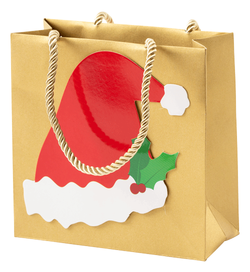 Caspari Be Merry Santa Hat Small Gift Bag