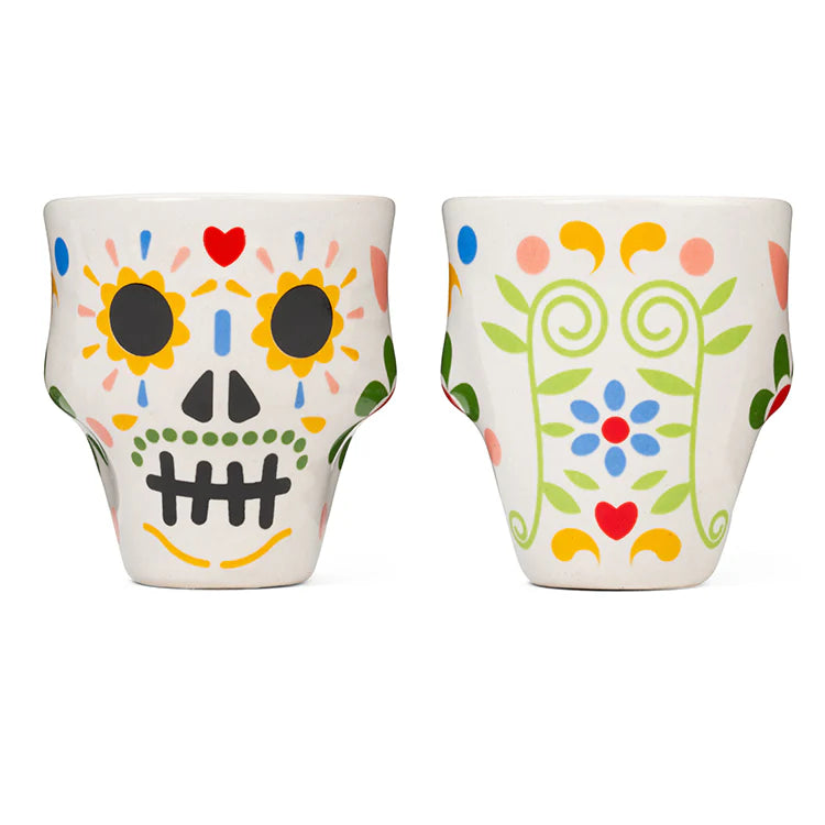 Kikkerland Día de Muertos Sugar Skull Shot Glasses – Set of 2