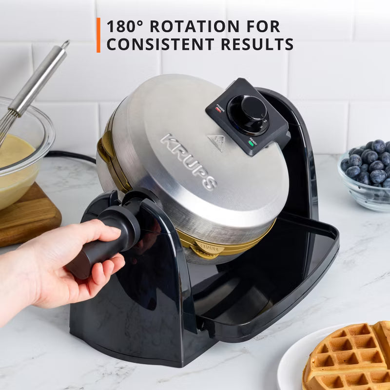 Krups Stainless Steel 180° Flip Rotating Belgian Waffle Maker