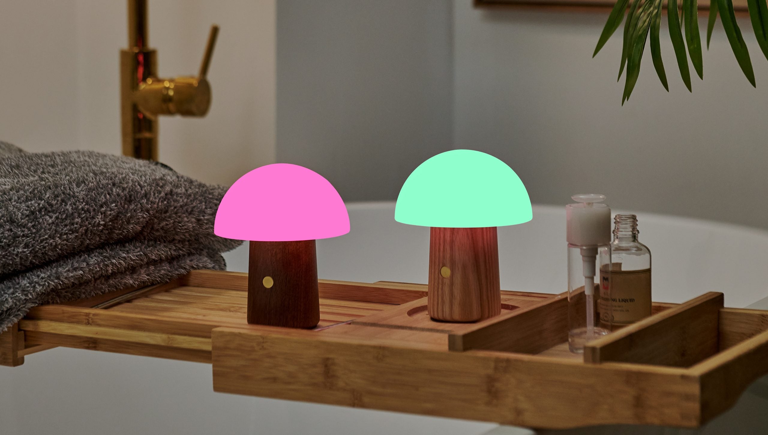 Gingko Super Mini Alice Mushroom Lamp – Walnut Finish – 2.5" x 3"