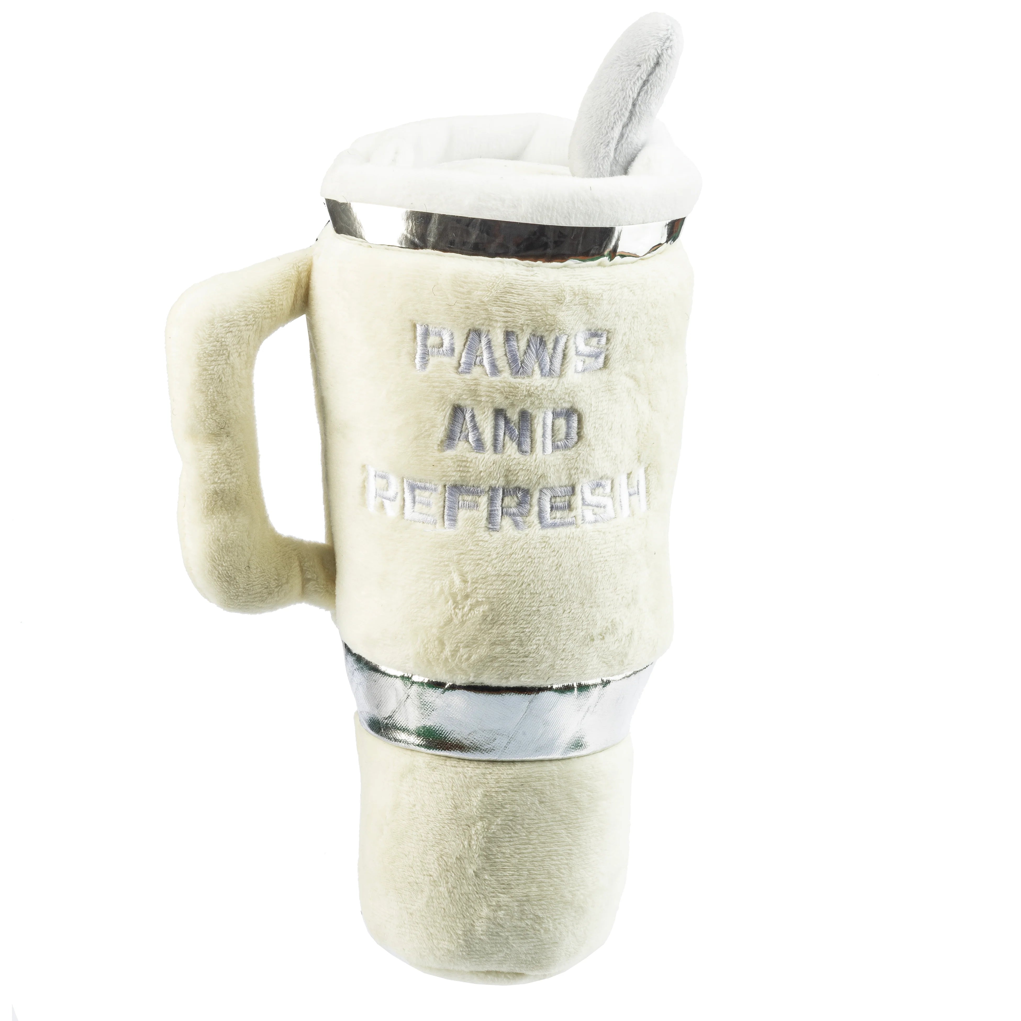 Haute Diggity Dog Designer Inspired Plush Dog Toy – Snuggly Cup – Ivory