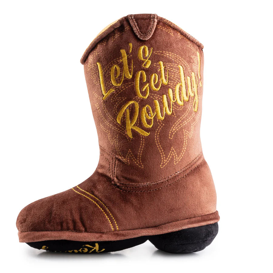 Haute Diggity Dog Designer Inspired Plush Dog Toy – Brown Cowboy Boot