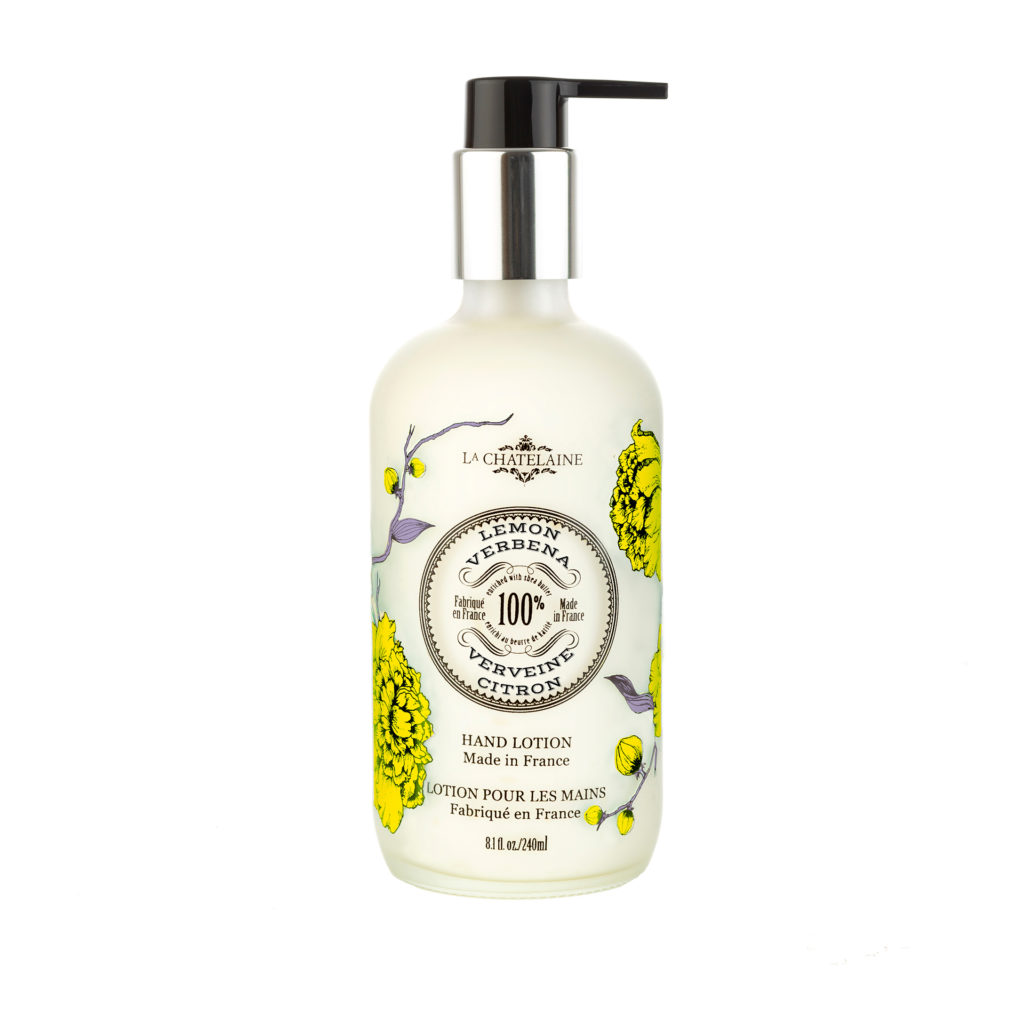 La Chatelaine Glass Vessel Nourishing Sulfate Free Shea Hand Lotion – 8oz. – Lemon Verbena