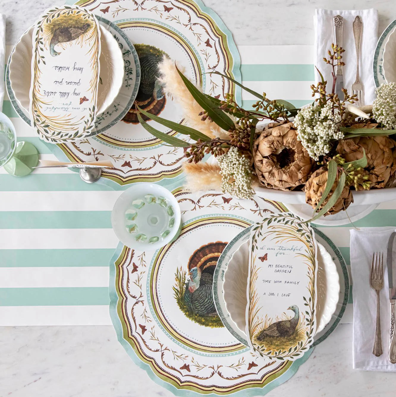 Hester & Cook Paper Placemats - Die-Cut Heritage Turkey China Placemat – Pack of 12