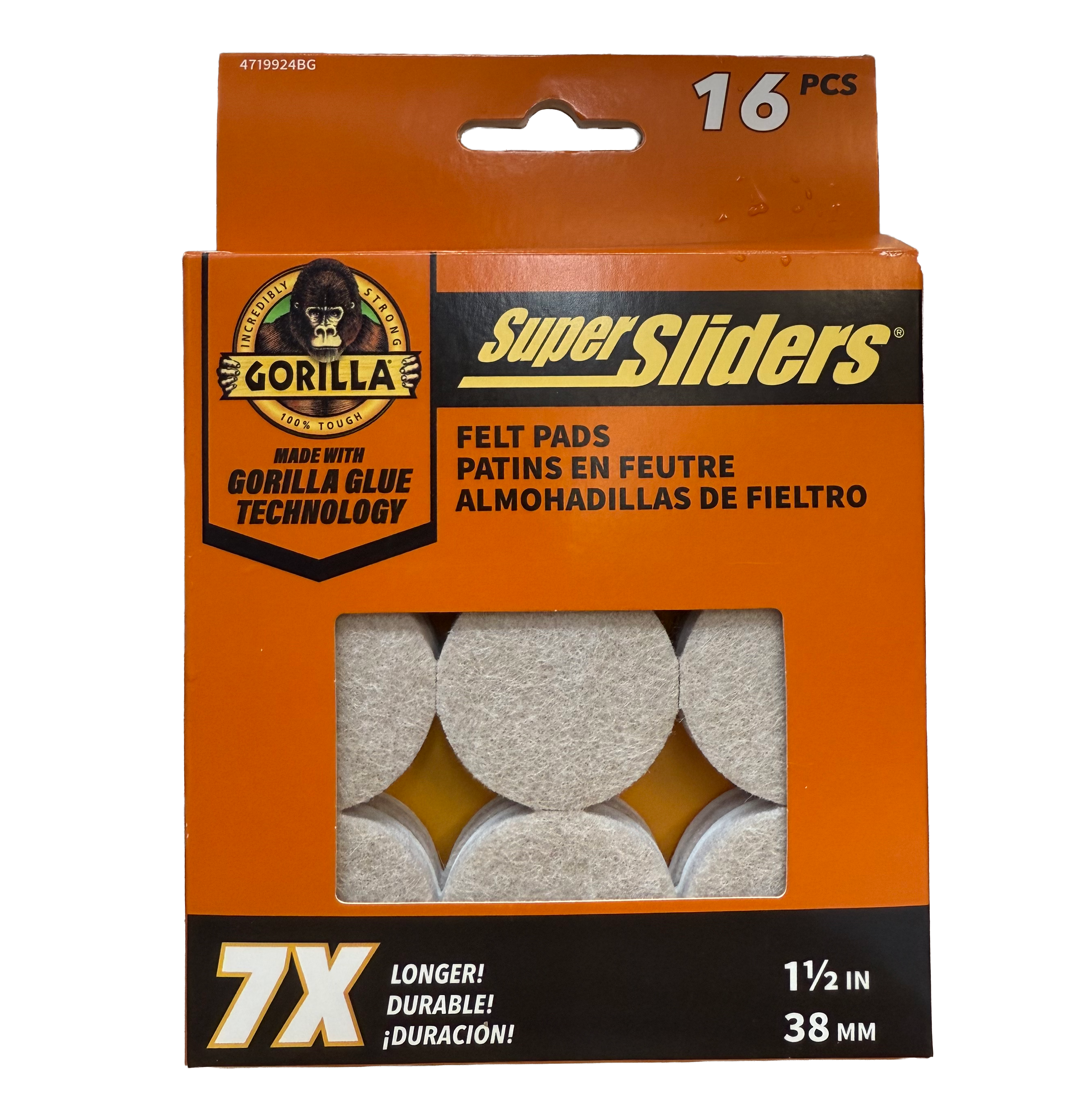 Gorilla Super Sliders Heavy Duty Beige Felt Pads – 1.5" – 16 Pack