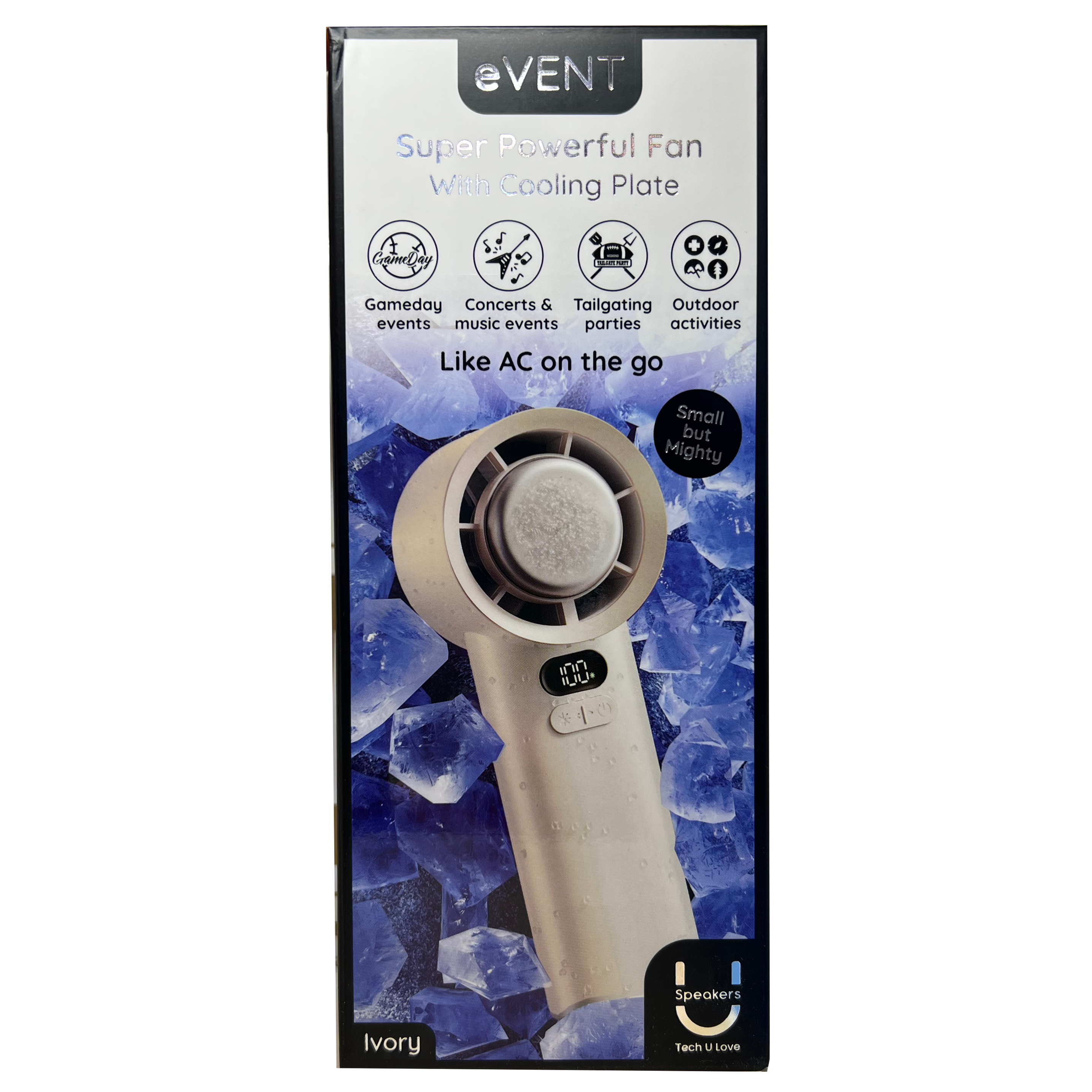 Fashionit Super Powerful Hand Held Fan With Cooling Plate – Ivory