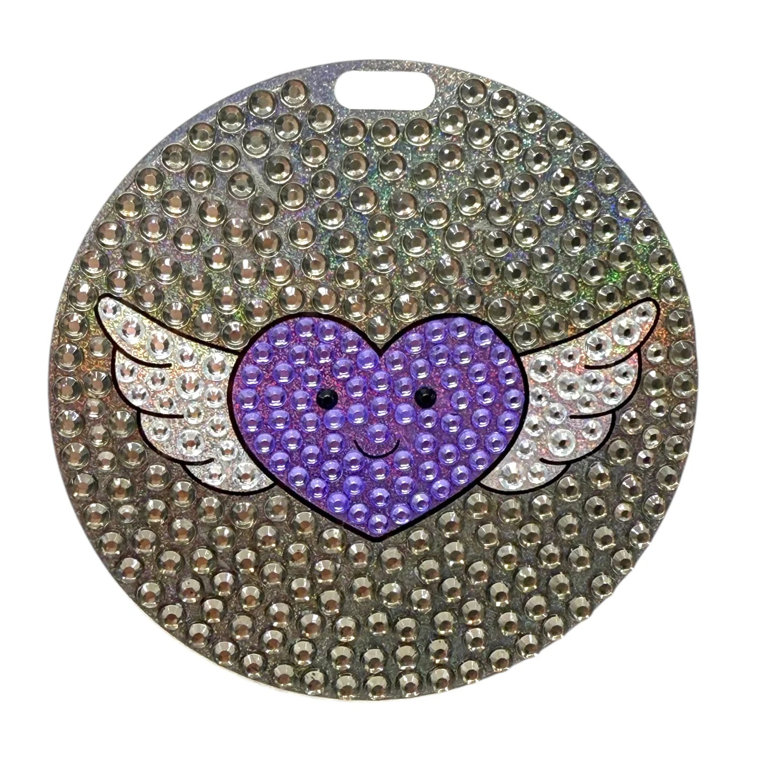 StickerBeans Sparkle Luggage Tag – 3.5" dia. – Winged Heart
