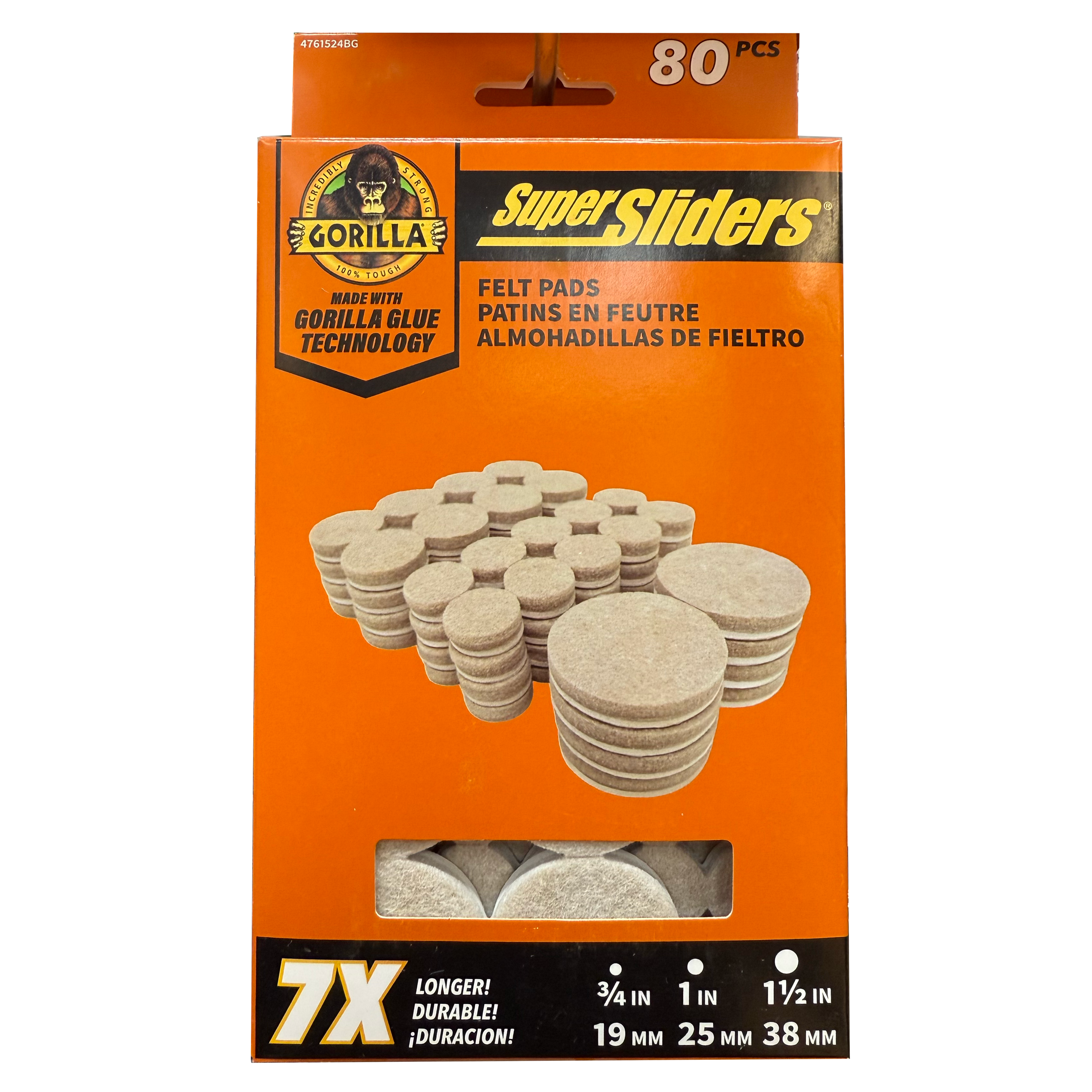 Gorilla Super Sliders Heavy Duty Beige Felt Pads – Assorted Sizes – 80 Pack