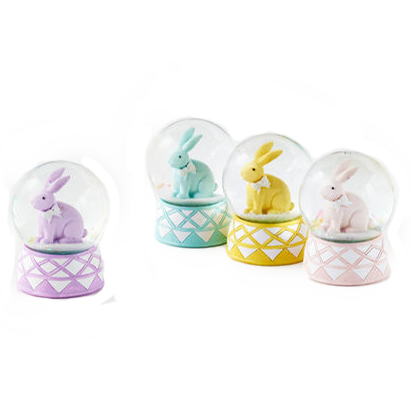 Mini Easter Bunny Water Globes – 2.5" – Assorted Colors – Sold Individually