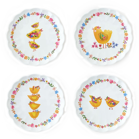 Melamine Easter Chick Scalloped Plates – Set of 4 – 7.5"