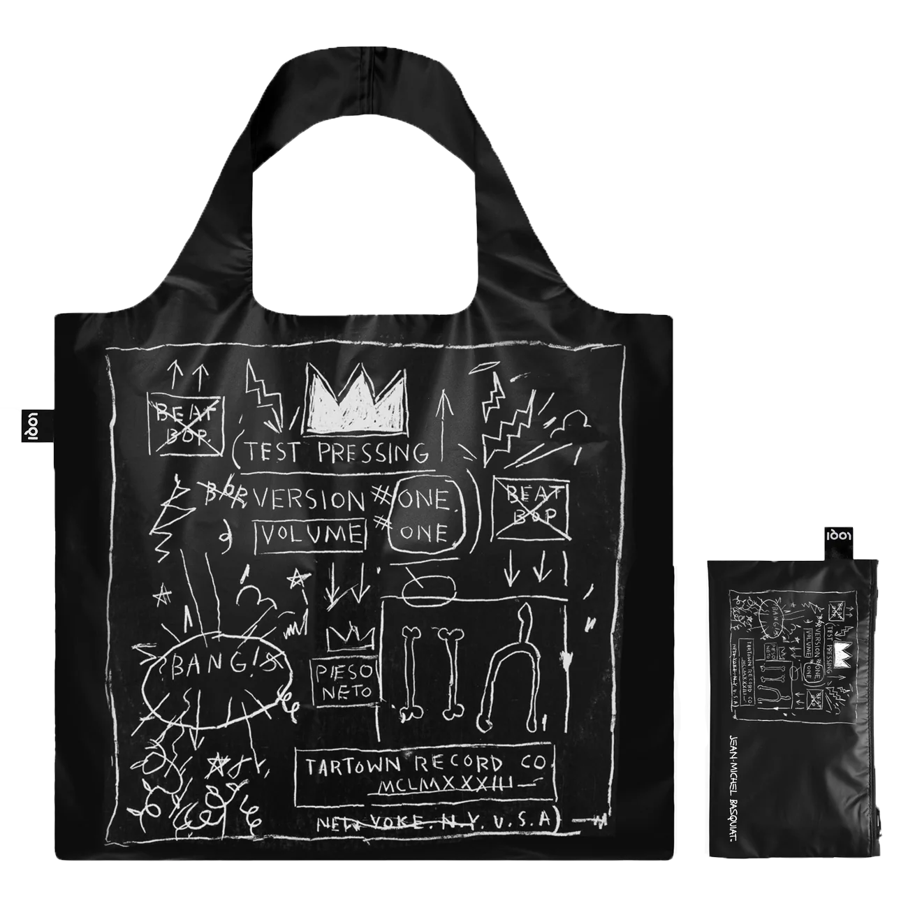 LOQI Recycled Reusable Tote Bag – Jean-Michel Basquiat – Crown Black Metallic Bag