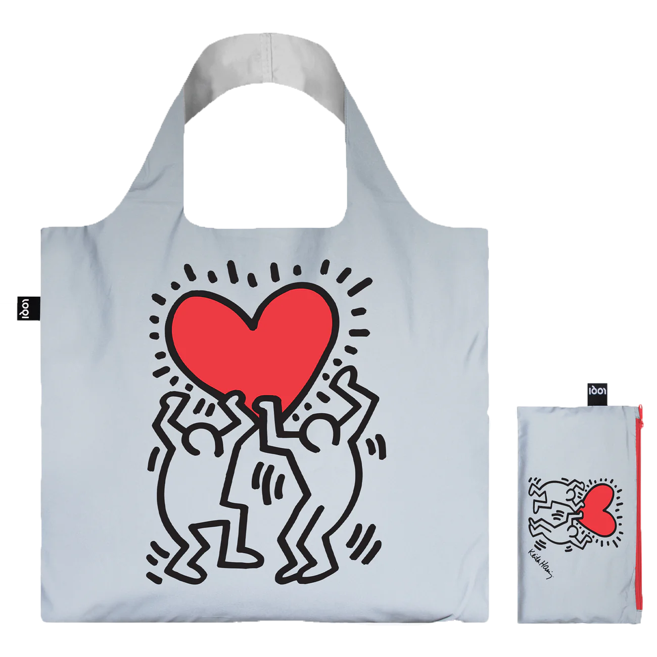 LOQI Reflective Reusable Tote Bag – Keith Haring Dancing Heart