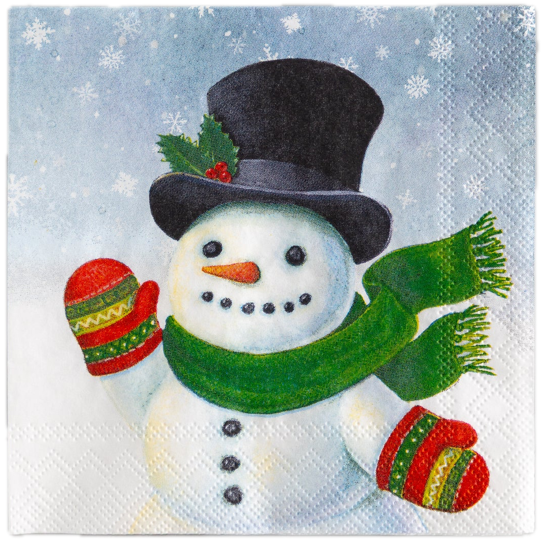 Hester & Cook Beverage Napkin – Snowman – 20pk