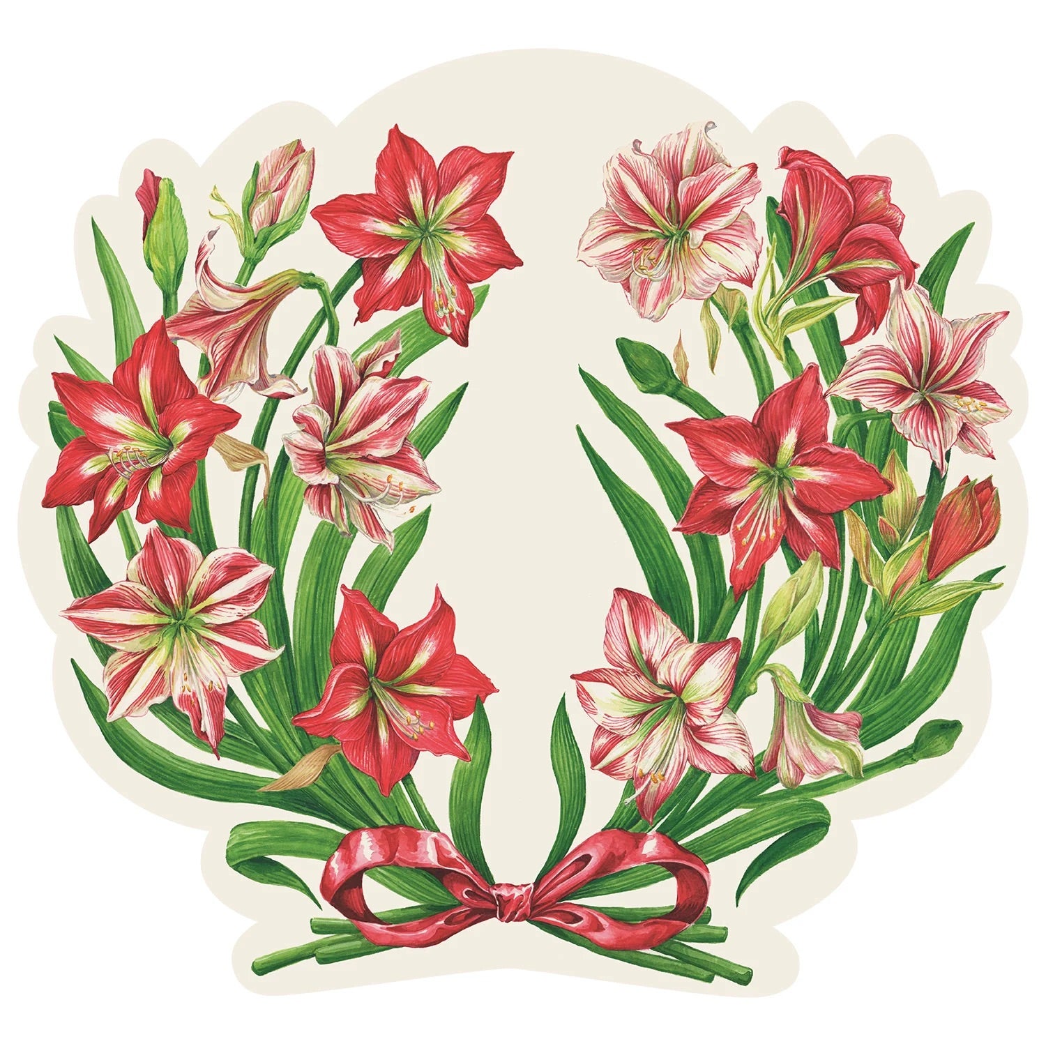 Hester & Cook Paper Placemats - Die-cut Amaryllis – 12 Per Pack