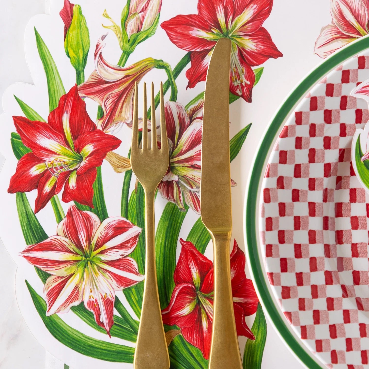 Hester & Cook Paper Placemats - Die-cut Amaryllis – 12 Per Pack