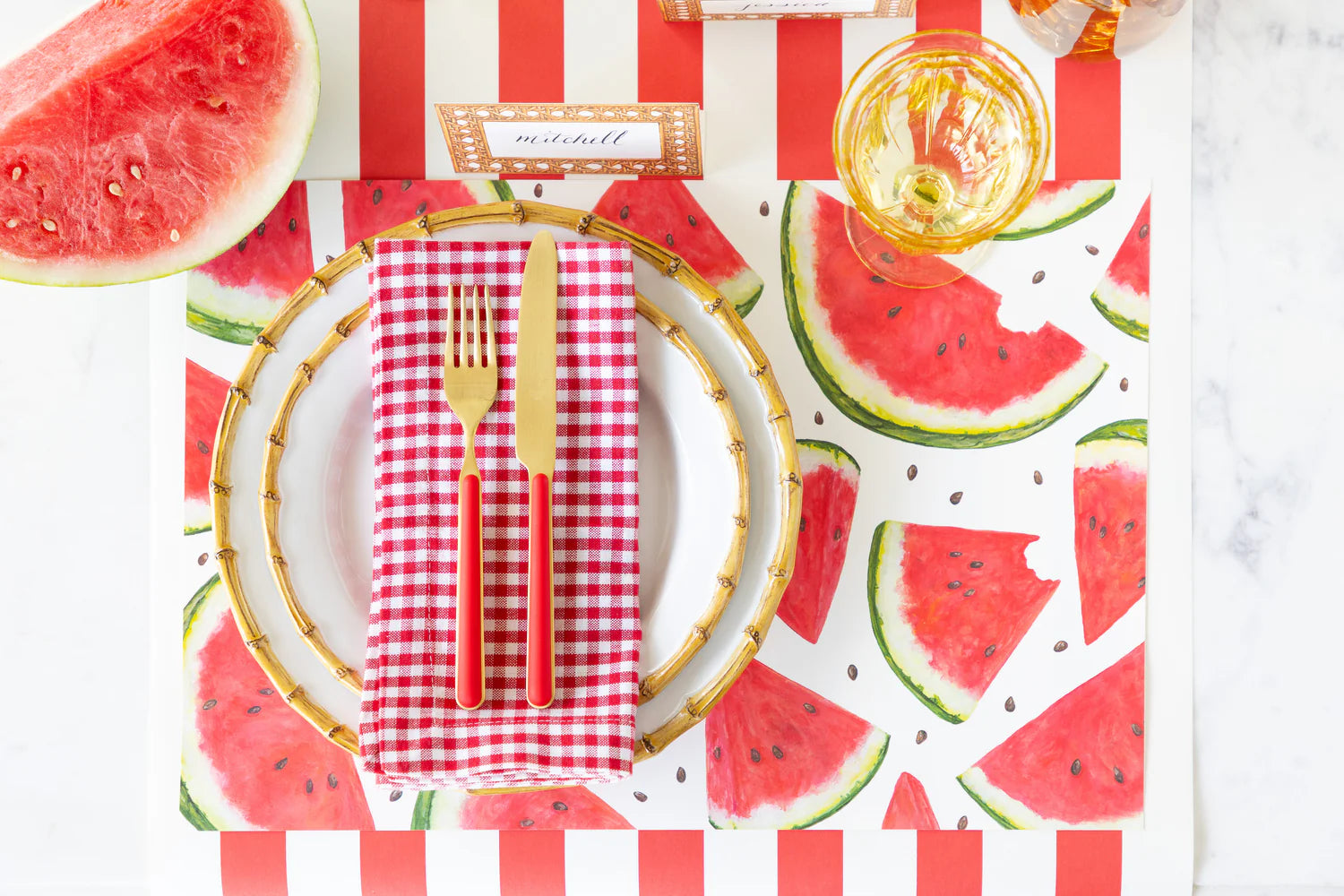 Hester & Cook Paper Placemats - Watermelon Picnic – Pack of 18