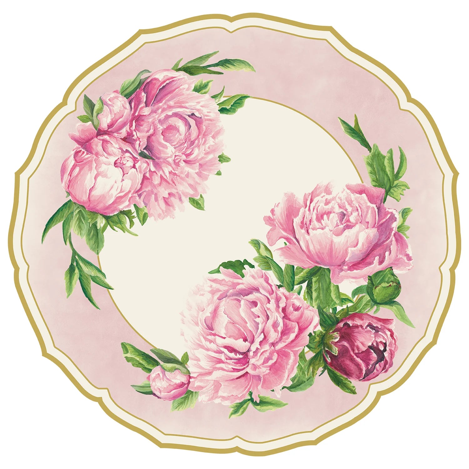 Hester & Cook Round Paper Placemats - Die-cut China Peony – Pack of 12