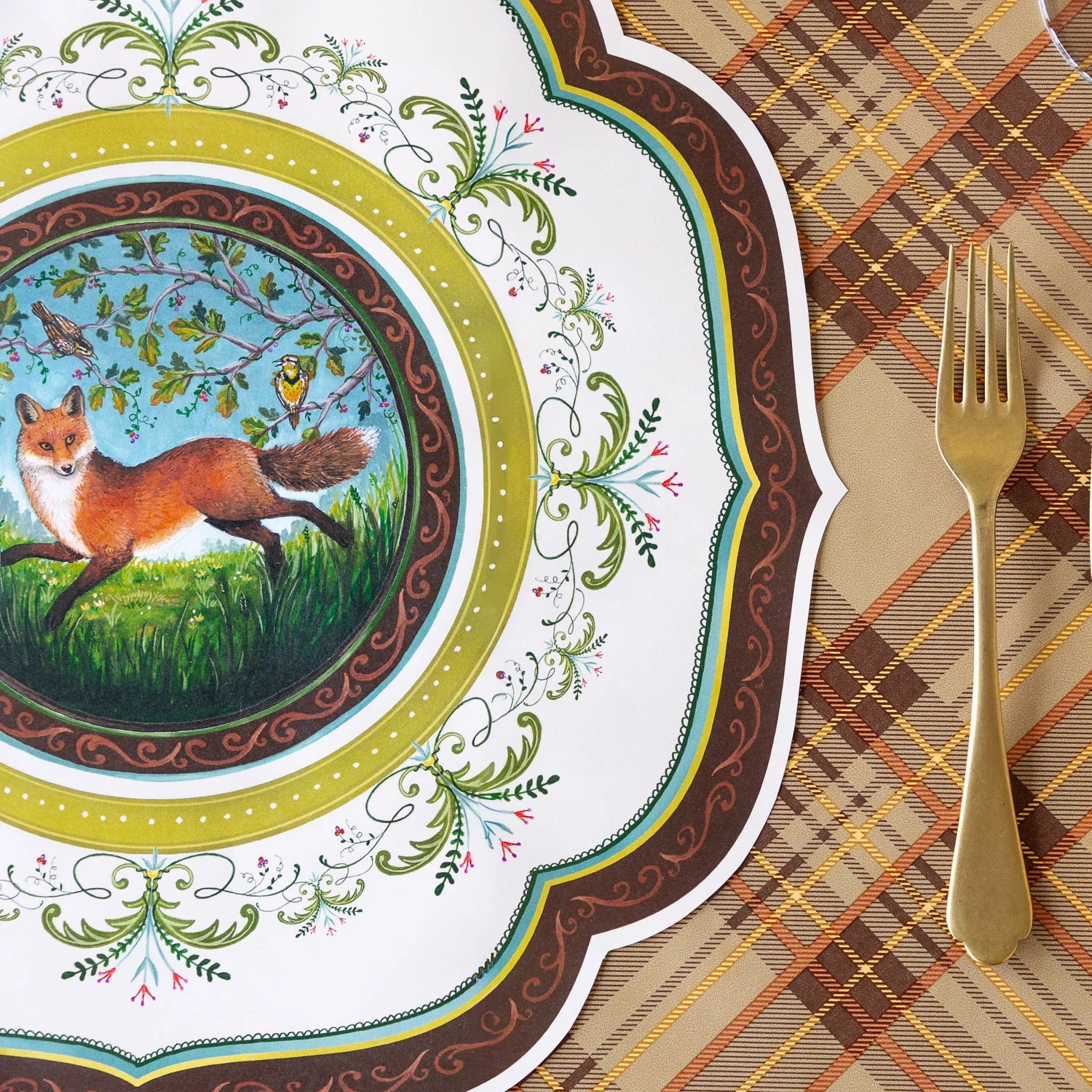 Hester & Cook Die-Cut Paper Placemats – Fanciful Fox China – Pack of 12