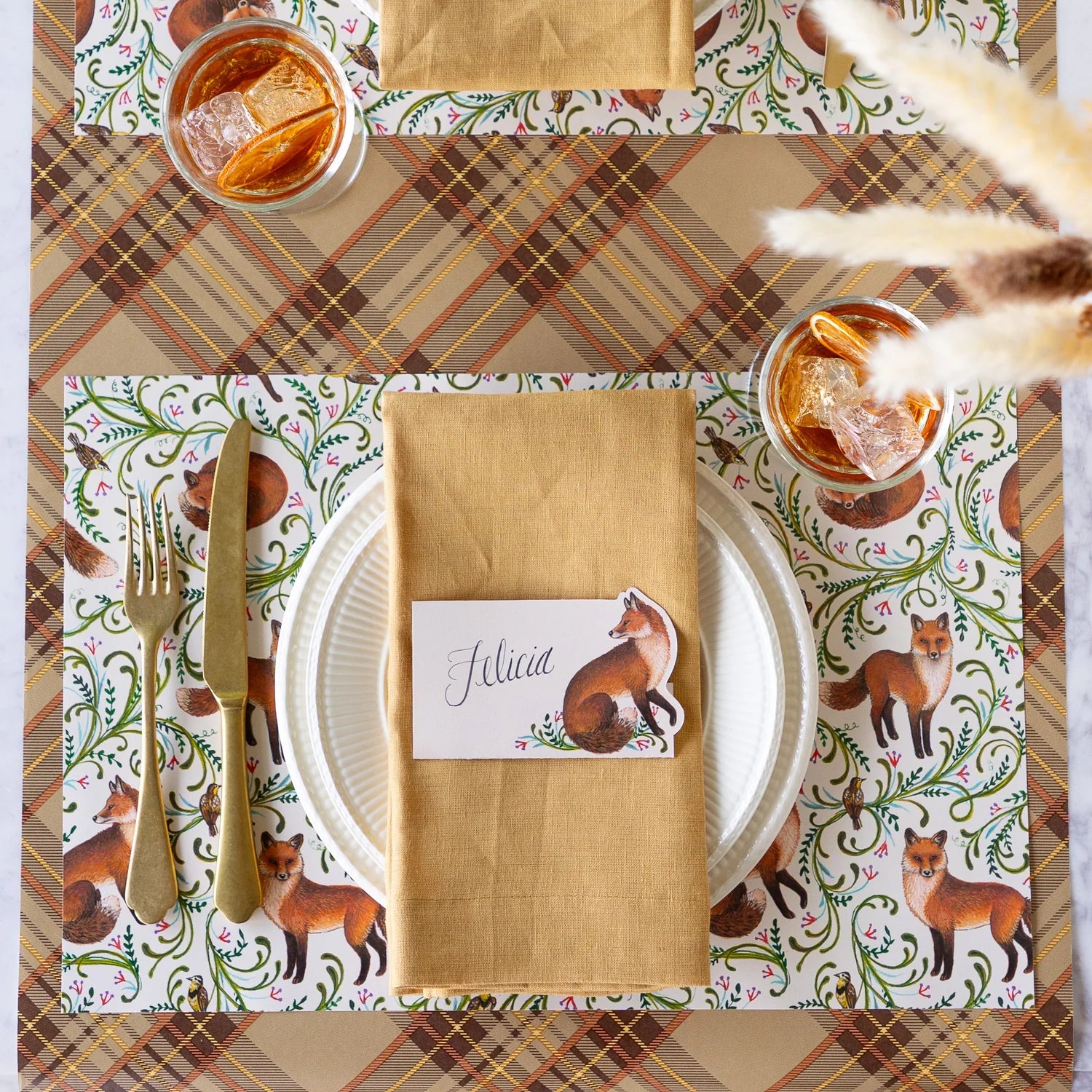 Hester & Cook Paper Placemats - Fanciful Foxes – Pack of 18