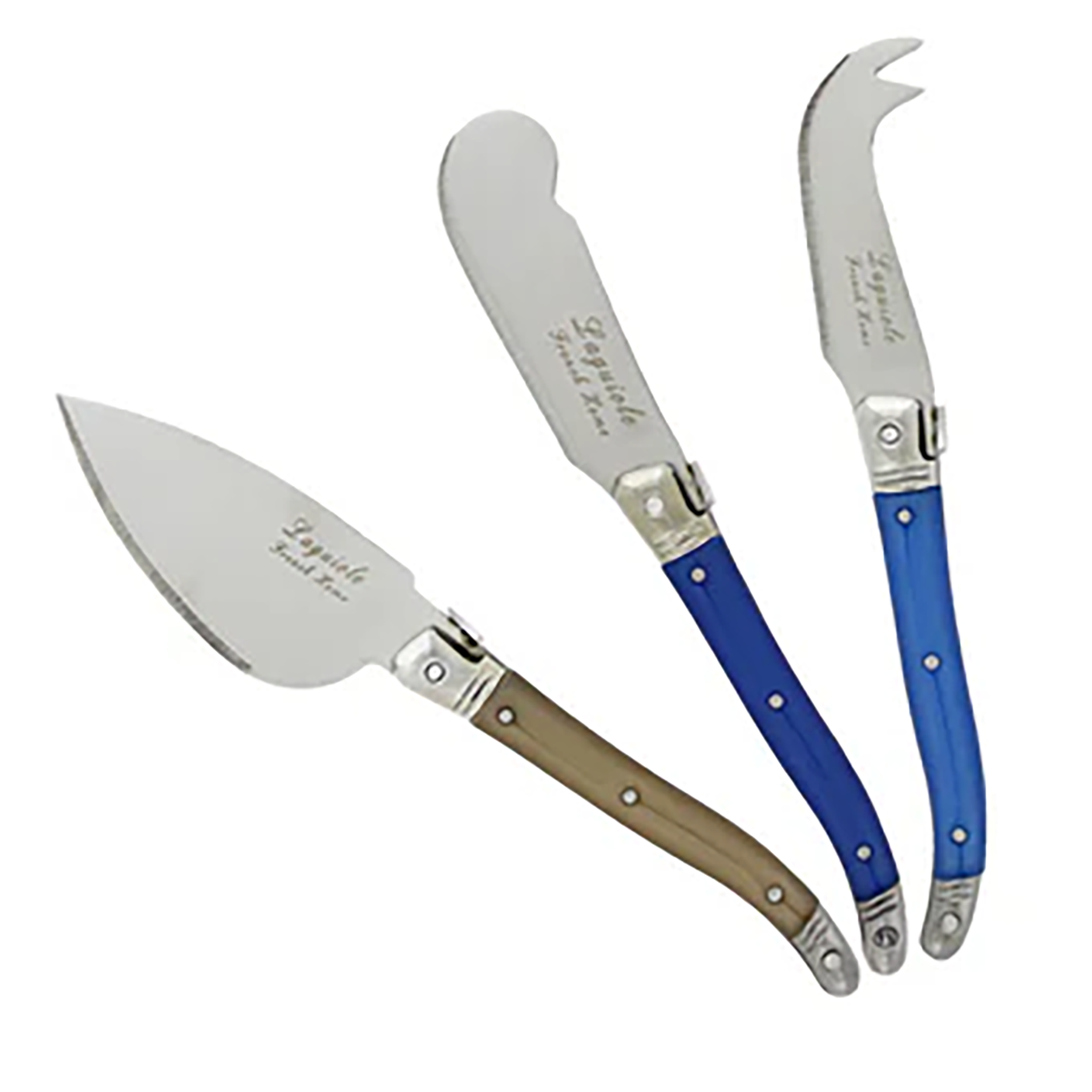 Laguiole Cheese Knife Set of 3 – Blue & Cream Handles