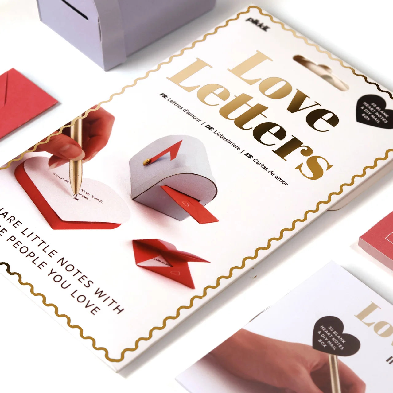 Pikkii Love Letters Heart Shaped Notepad & DIY Mini Mailbox Set