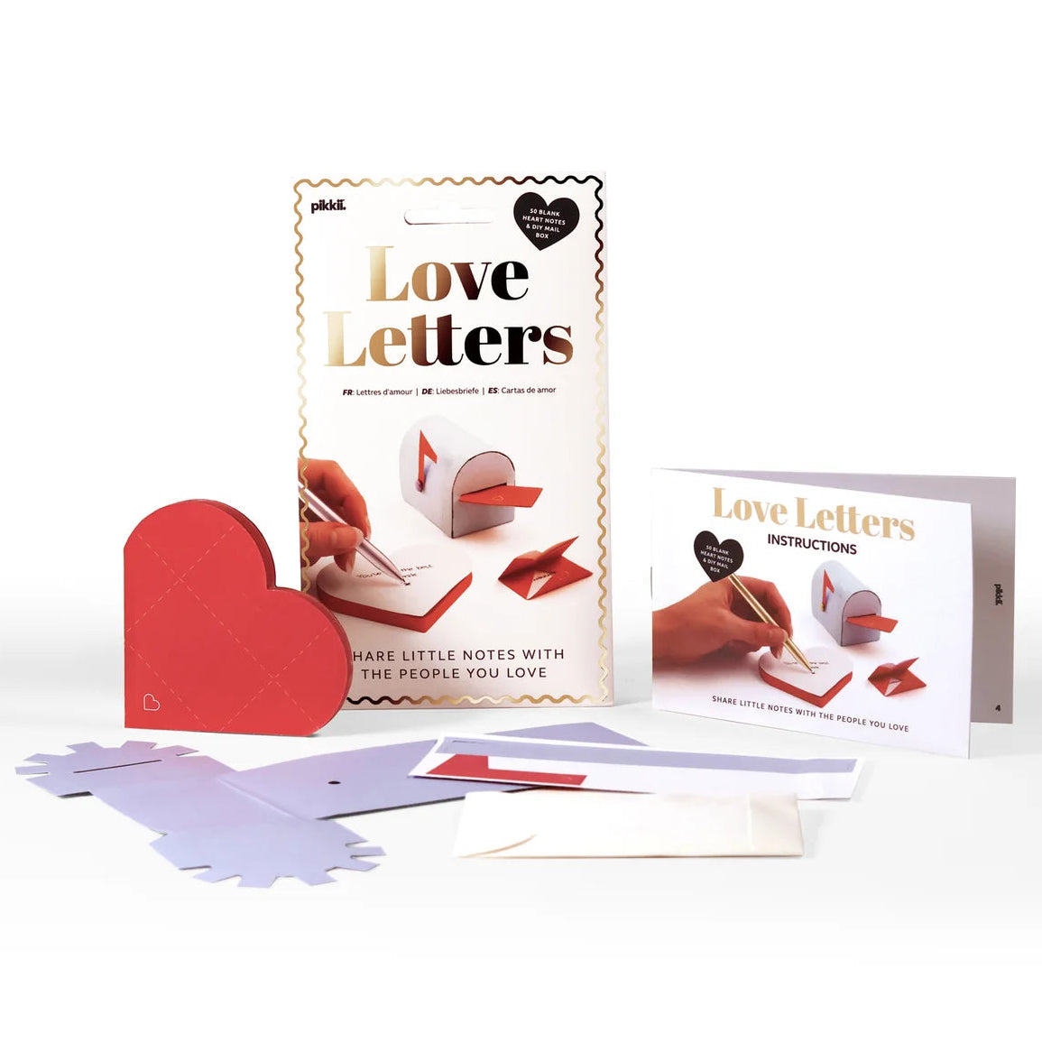 Pikkii Love Letters Heart Shaped Notepad & DIY Mini Mailbox Set