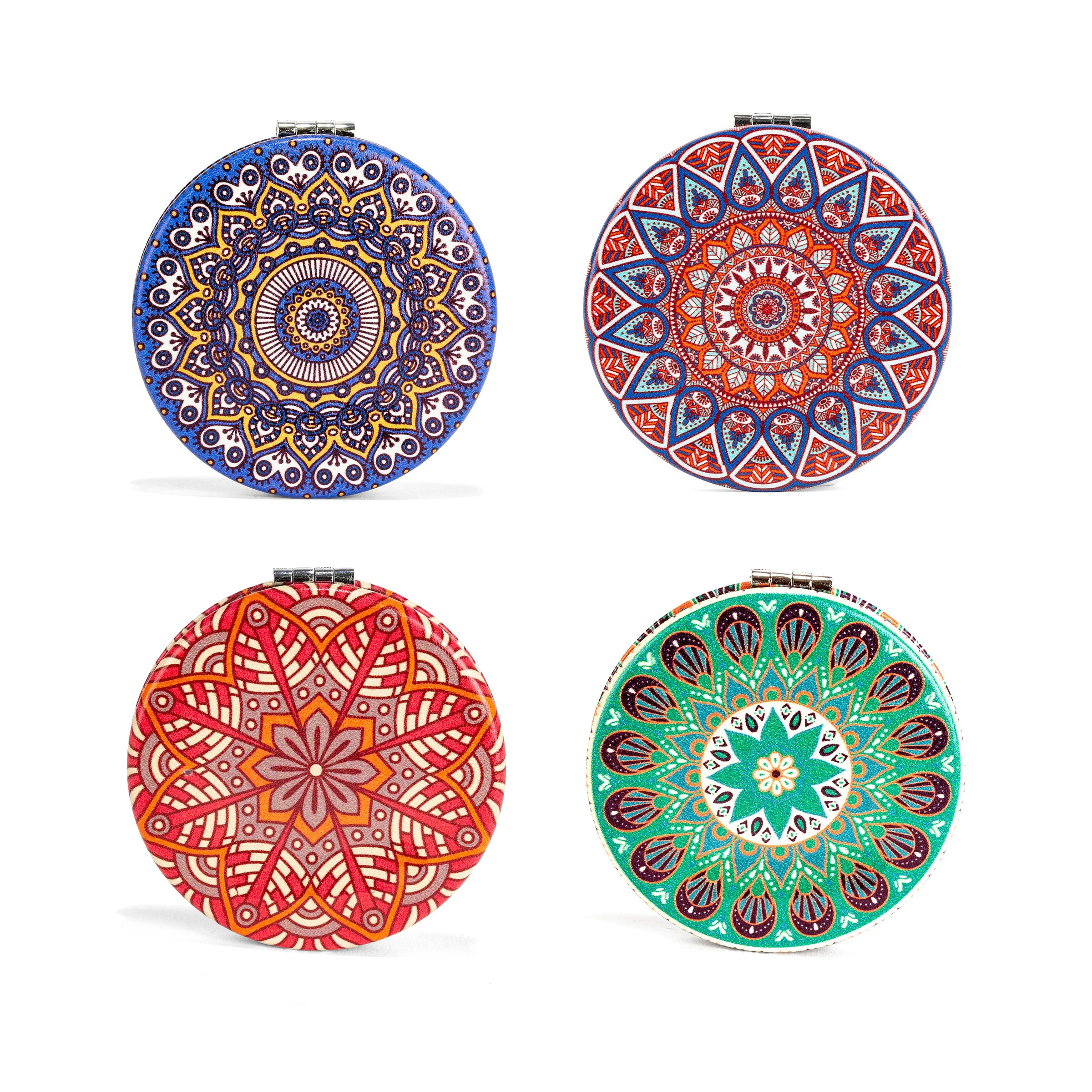 Kikkerland Mandala Slim Profile Compact Mirror – Assorted Colors - SOLD INDIVIDUALLY