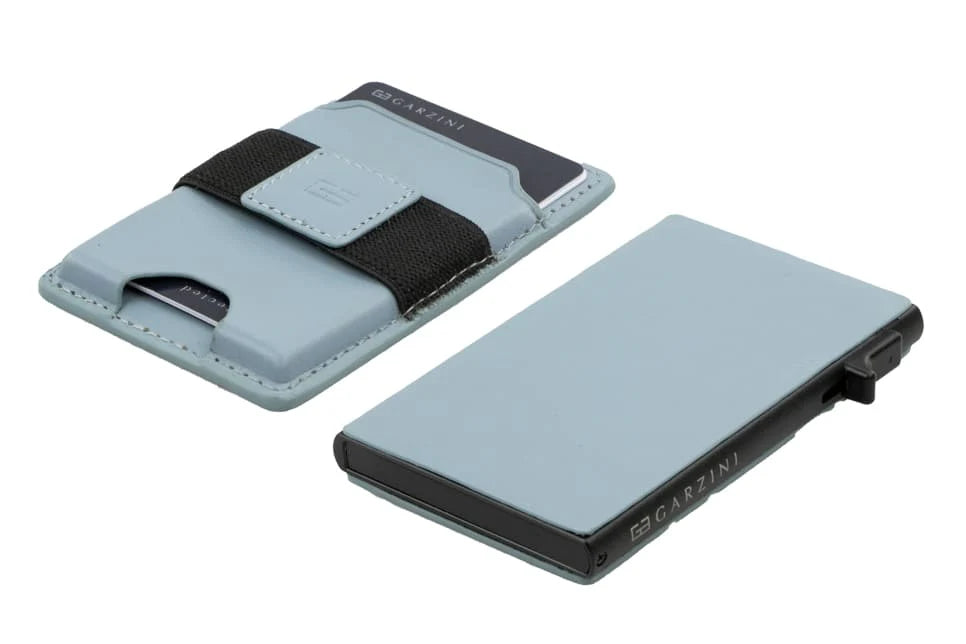 Garzini Magsafe Dual Functionality Leather Wallet & Metal Card Holder – Blue
