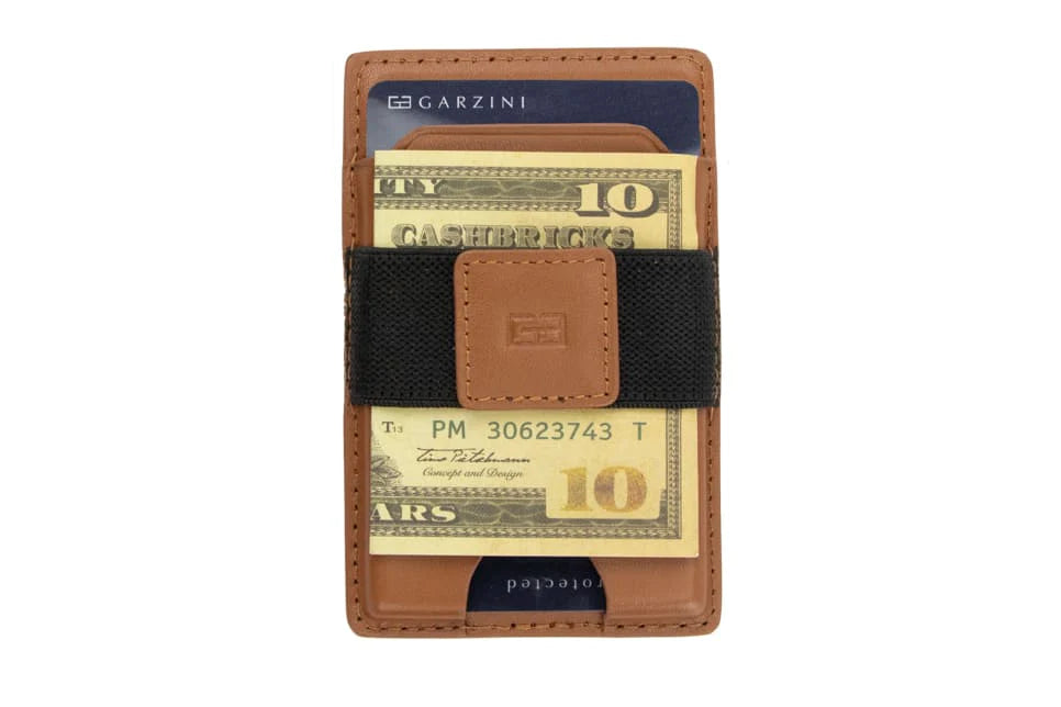 Garzini Magsafe Dual Functionality Leather Wallet & Metal Card Holder – Brown