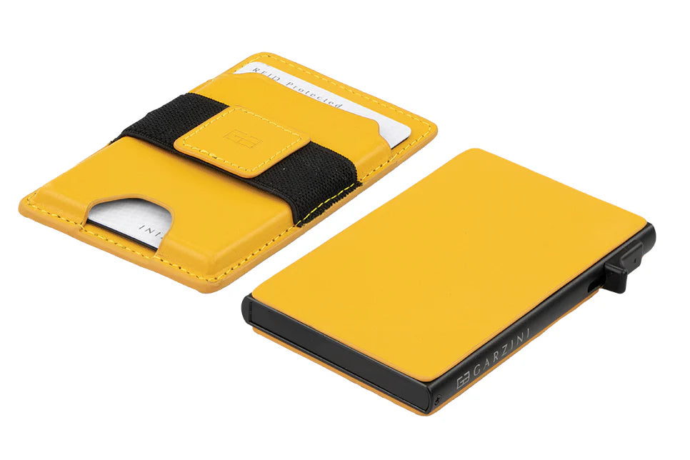 Garzini Magsafe Dual Functionality Leather Wallet & Metal Card Holder – Yellow