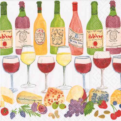 Caspari Wine Pairings Paper Cocktail Napkins - 20pk