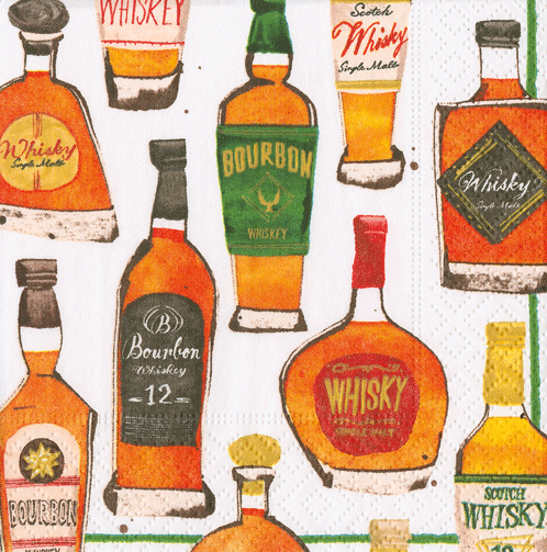 Caspari Whiskey Tasting Paper Cocktail Napkins - 20pk