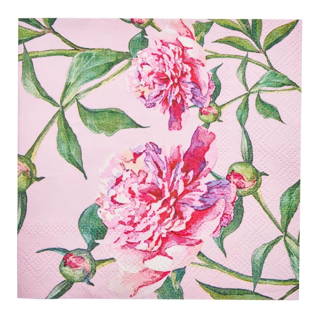 Sophistiplate Paper Beverage Napkins – Pack of 20 – Pink Peonies