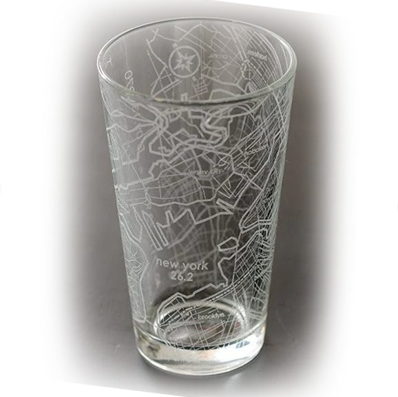 NYC Marathon – 26.2 - Marathon Map Pint Glass – 16oz