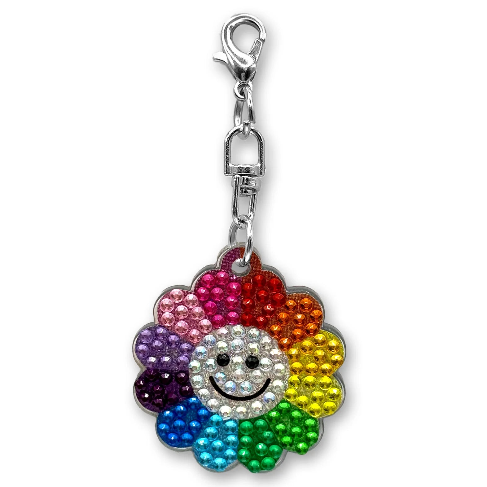 StickerBeans Clip on Sparkling Rhinestone Charms – Rainbow Daisy