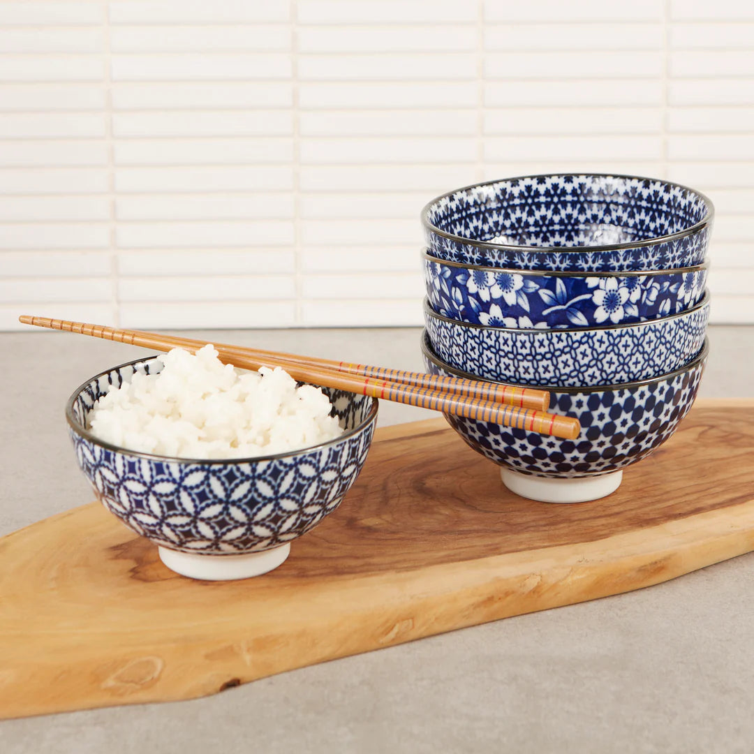Japanese Bowls - Blue & White – 4.5" Assorted Styles – Each Sold Separately
