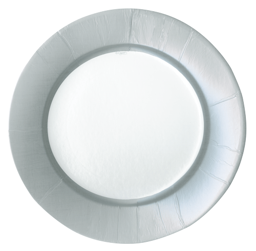 Caspari Linen Border Silver Round Paper Salad & Dessert Plates - 8pk