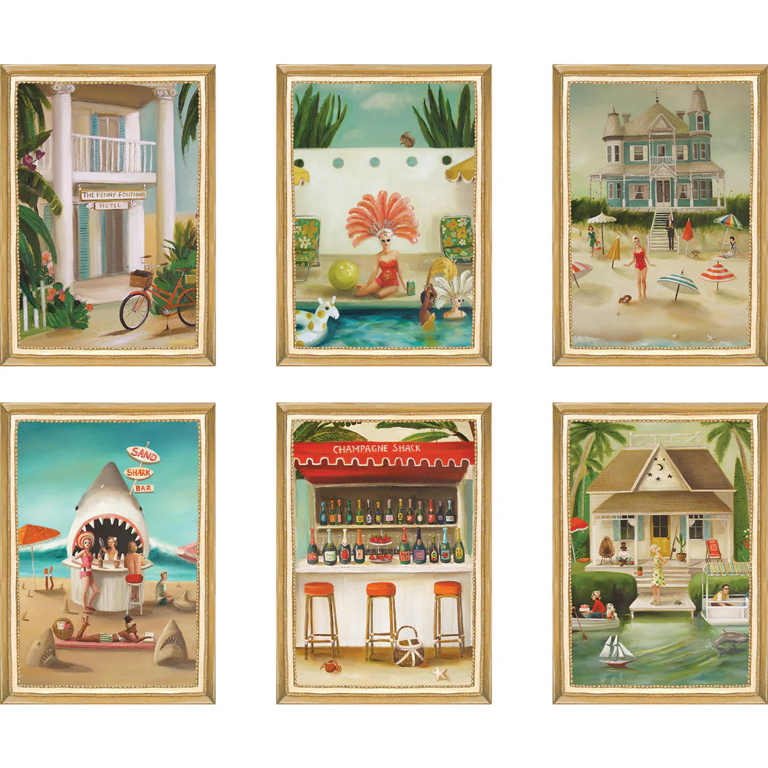 Hester & Cook Flat Note Boxed Cards – On Holiday – Set of 6