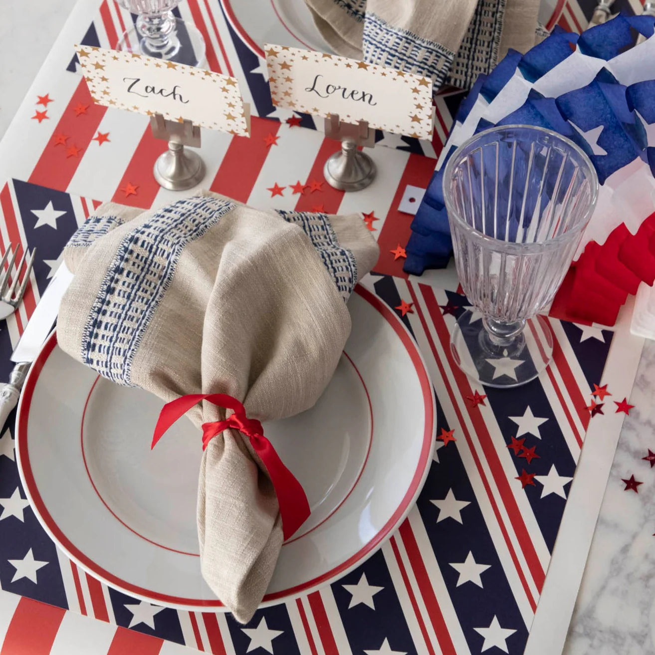 Hester & Cook Paper Placemats - Stars & Stripes – 18 Per Package
