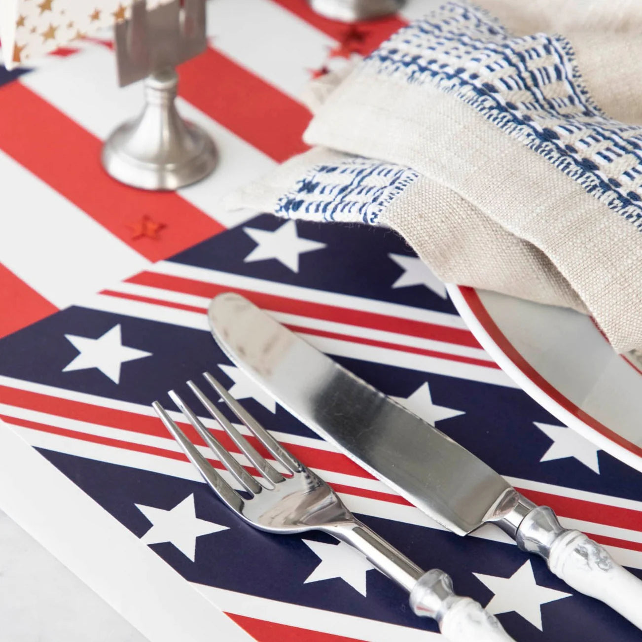 Hester & Cook Paper Placemats - Stars & Stripes – 18 Per Package