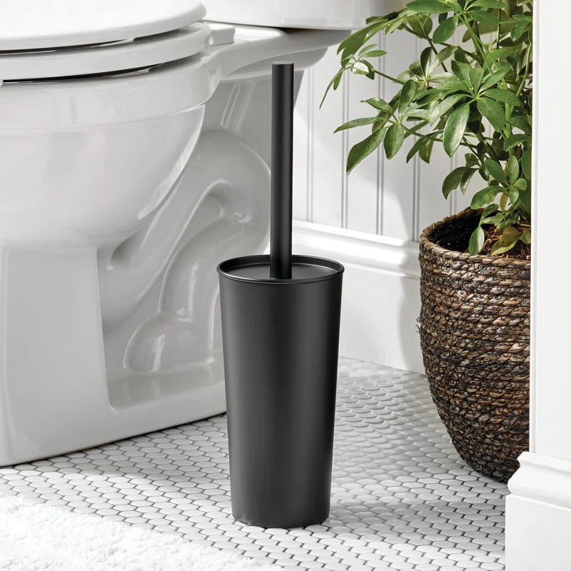 iDesign Patton Stainless Steel Toilet Brush and Canister - Matte Black
