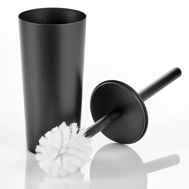iDesign Patton Stainless Steel Toilet Brush and Canister - Matte Black