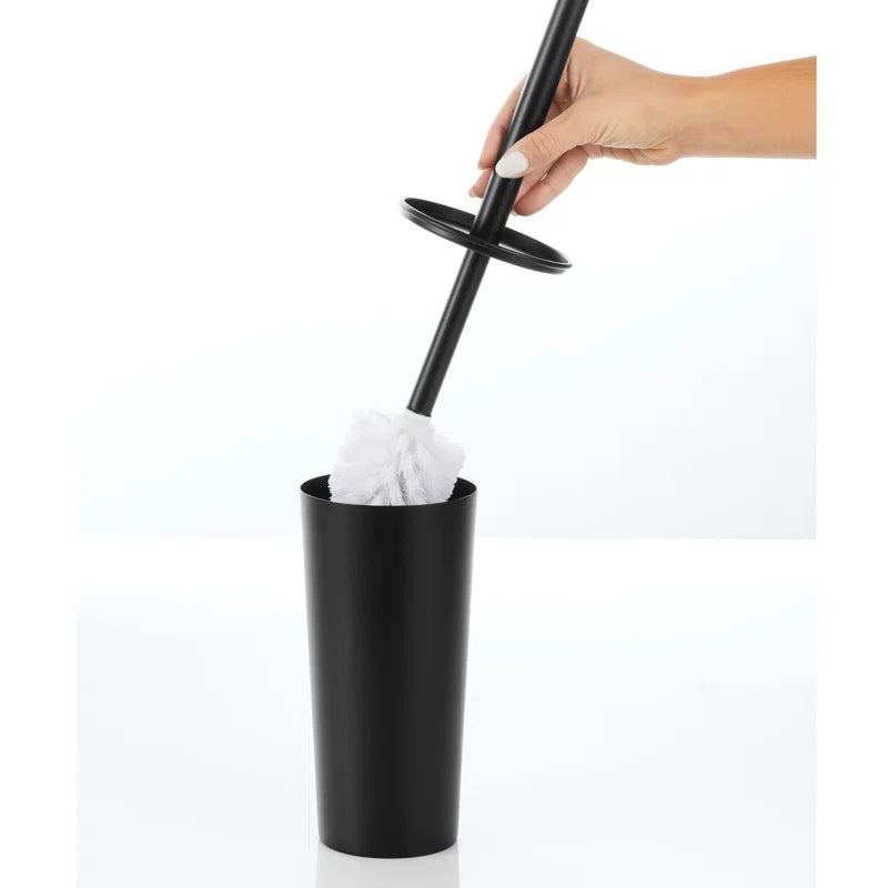 iDesign Patton Stainless Steel Toilet Brush and Canister - Matte Black