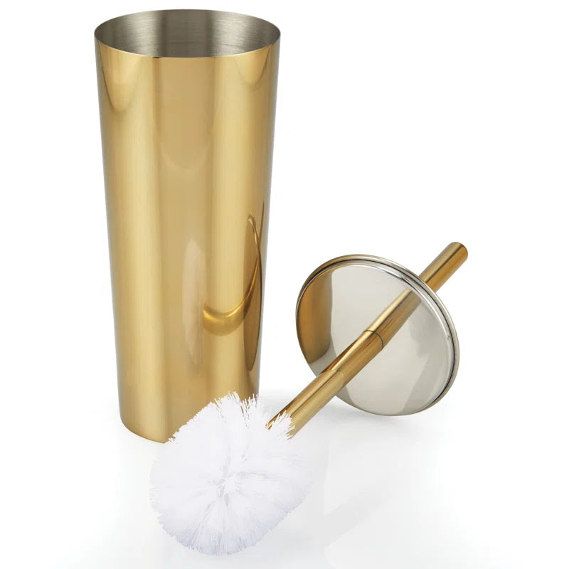 iDesign Patton Stainless Steel Toilet Brush and Canister - Soft Brass